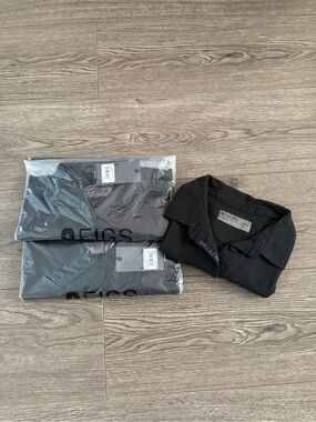 Set of 3 Figs pro technical pique Ella scrub polo tops.